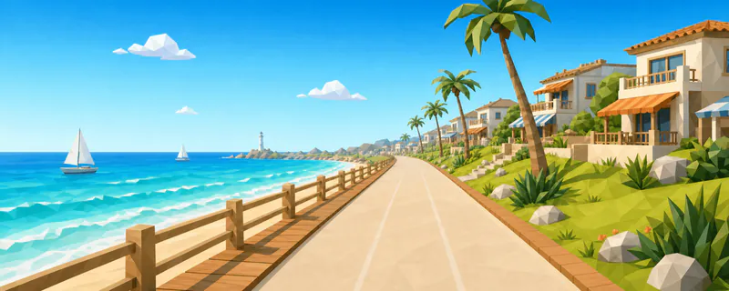 Boardwalk Dash: a low-poly seaside boardwalk course in Sunlit Coast.
