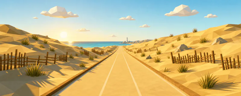 Dune Sprint: a low-poly sand dune course in Sunlit Coast.