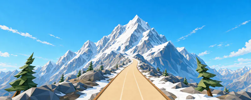 Summit Push: a low-poly snow-capped summit course in Highland Park.